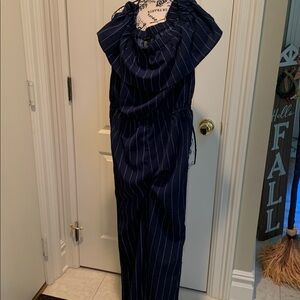 Forever 21 Blue Striped Jumpsuit size large